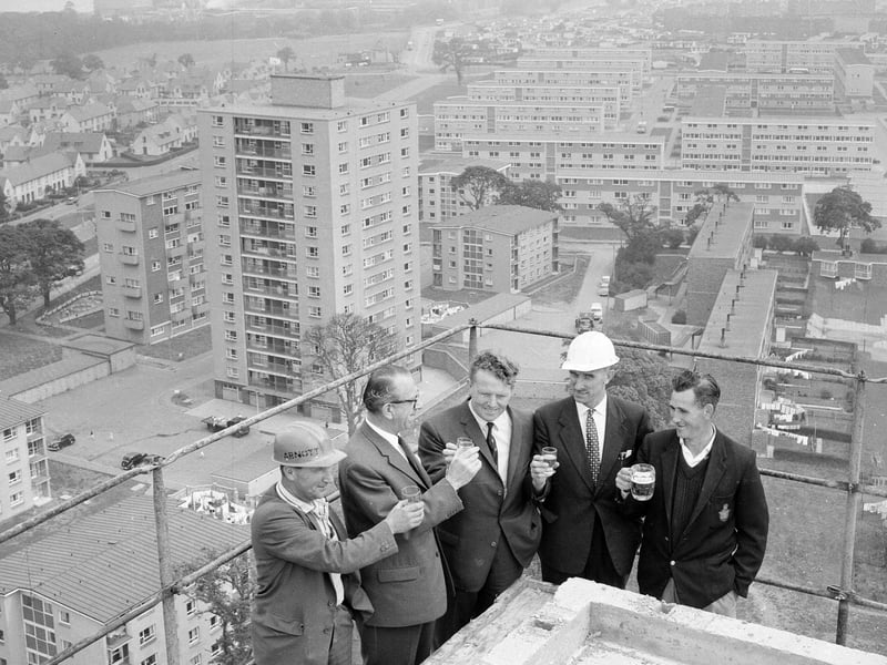 The Muirhouse flats topping out ceremony in August 1964.