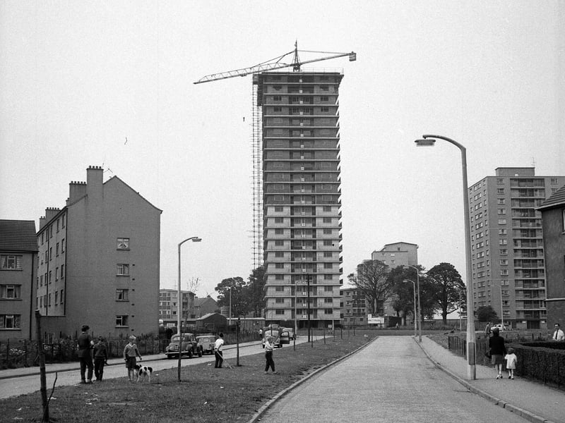 The Muirhouse Flats topping out ceremony in August 1964.