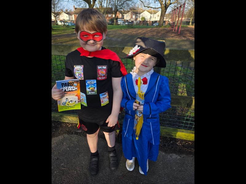 Lynsey Anne Jackson sent in this snap of Frank, eight, as Book Man and Elsie, seven, as Mary Poppins