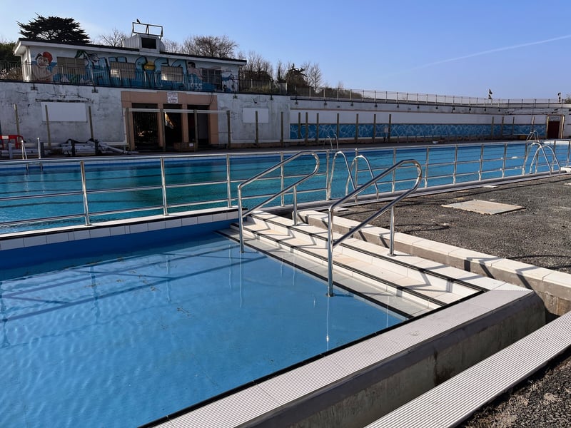 Hilsea Lido is now full of water.
The pool currently doesn't have any chemicals in it and the filters haven't been switched on yet. It is being tested, so the contractors will leave the pool at this level for a week, with a surveyor regularly measuring the water levels.
After this the pool will be filled completely, and pool experts Barr and Wray will come and turn the filters on.