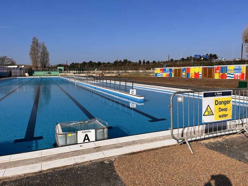 Hilsea Lido is now full of water.
The pool currently doesn't have any chemicals in it and the filters haven't been switched on yet. It is being tested, so the contractors will leave the pool at this level for a week, with a surveyor regularly measuring the water levels.
After this the pool will be filled completely, and pool experts Barr and Wray will come and turn the filters on.