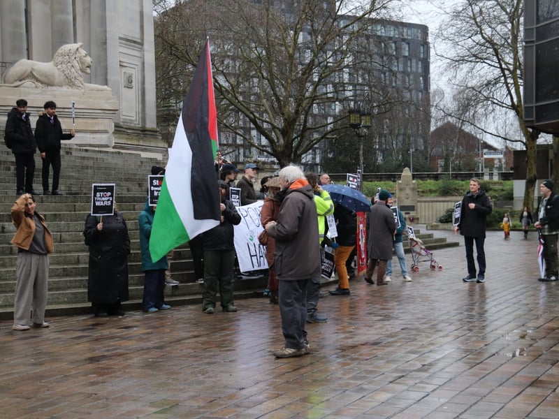 The 'hands off Iran' protestors in Guildhall Square