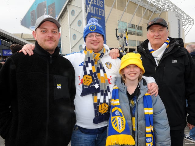 Jonathan Holmes with dad John, brother Jack and son Ben 13 of Leeds