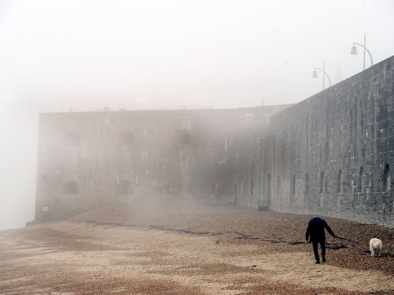 Old Portsmouth in the fog on Monday, March 9, 2026.

Pictured is: The Hot Walls.

Picture: Sarah Standing (090326-642)