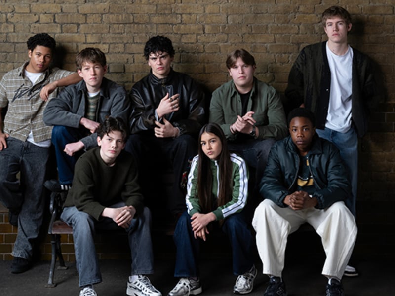 There has been a huge intake of Slytherin actors, pictured clockwise from back left, Eddison Burch who plays keeper Miles Bletchley, James Dowell who plays Lucian Bole, Oliver Croft who plays Slytherin Quidditch team captain Marcus Flint, Dylan Heath who plays Adrian Pucey, Henry Medhurst who plays Peregrine Derrick, D'Angelou Osei-Kissiedu who plays Graham Montague, Cornelius Brandreth who plays Terence Higgs and Laila Barwick who plays Draco Malfoy's friend Pansy Parkinson.