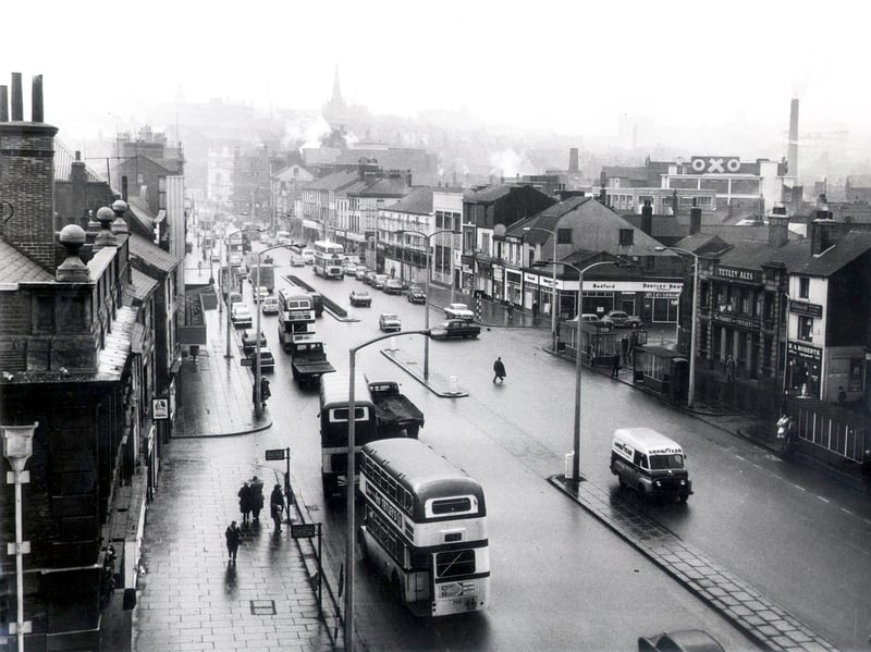 A view of the Wicker, Sheffield, with the famous 
Oxo building in the background, in 1964