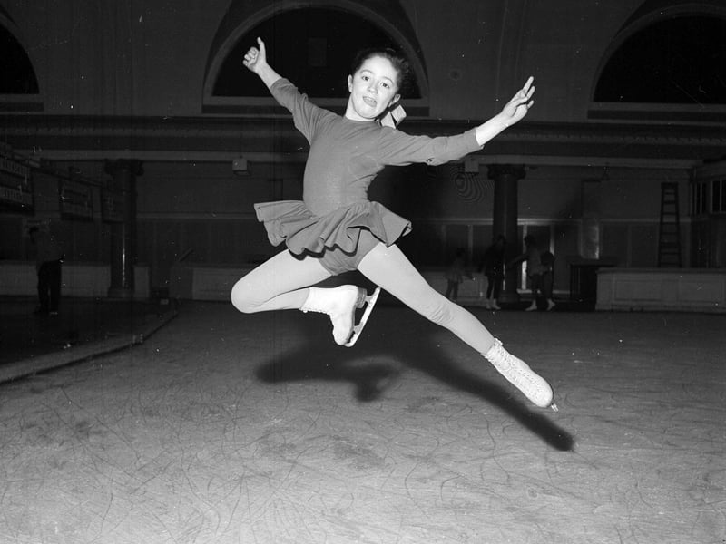 9-year old Maria McLean skating at Haymarket Ice Rink in March 1963.