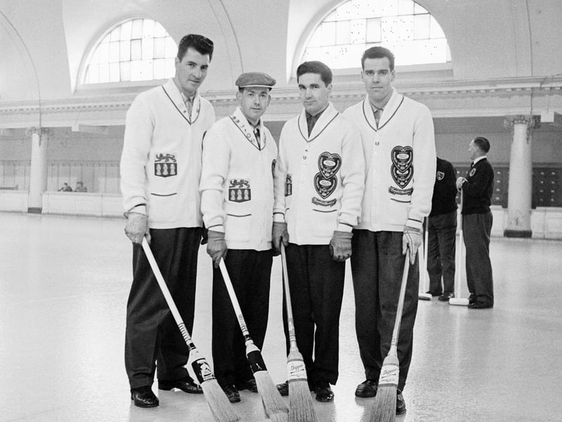 Curling at Haymarket Ice Rink in March 1960.