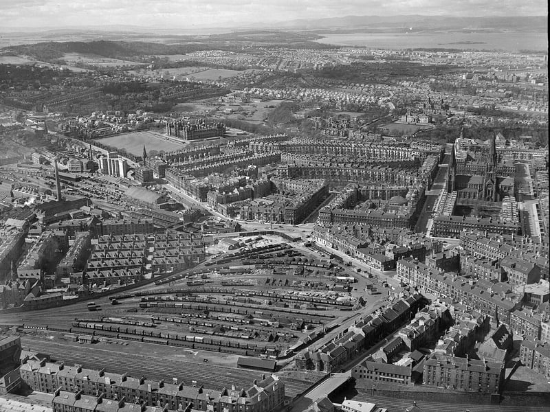 An aerial view ooking west to Haymarket in April 1960.