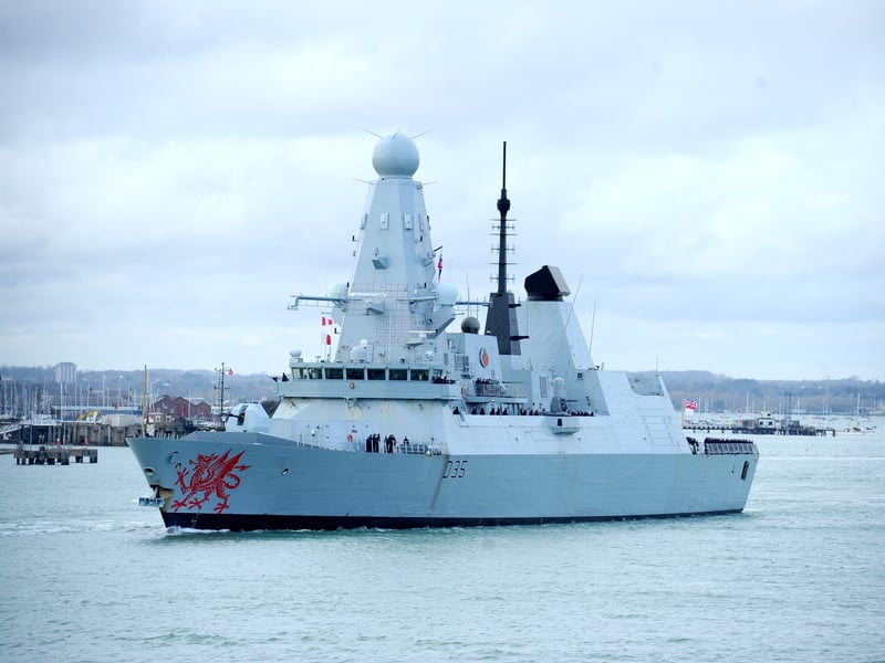 HMS Dragon departs Portsmouth as it heads to Cyprus

