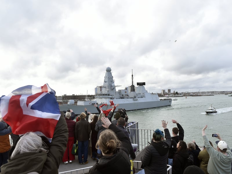HMS Dragon leaving Portsmouth on Tuesday, March 10.
