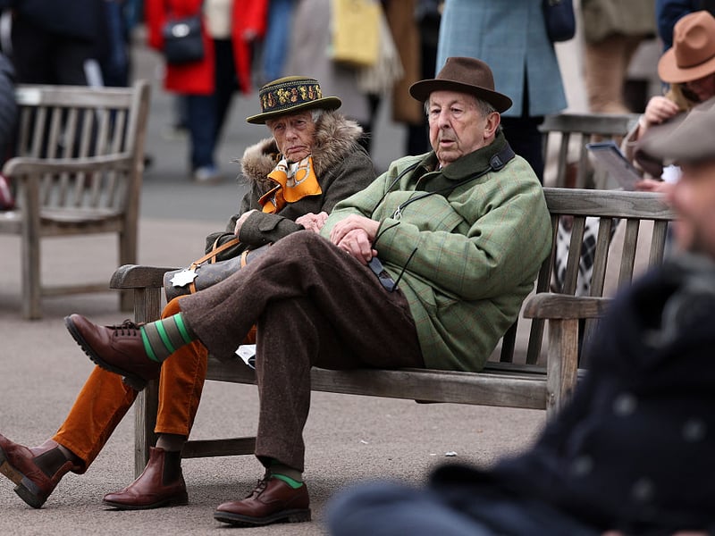 Having a break at the first day of the Cheltenham Festival.