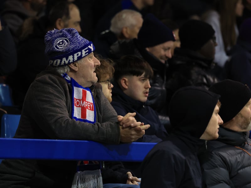 Brilliant pictures of Pompey fans backing Blues under Fratton lights against Swansea City.