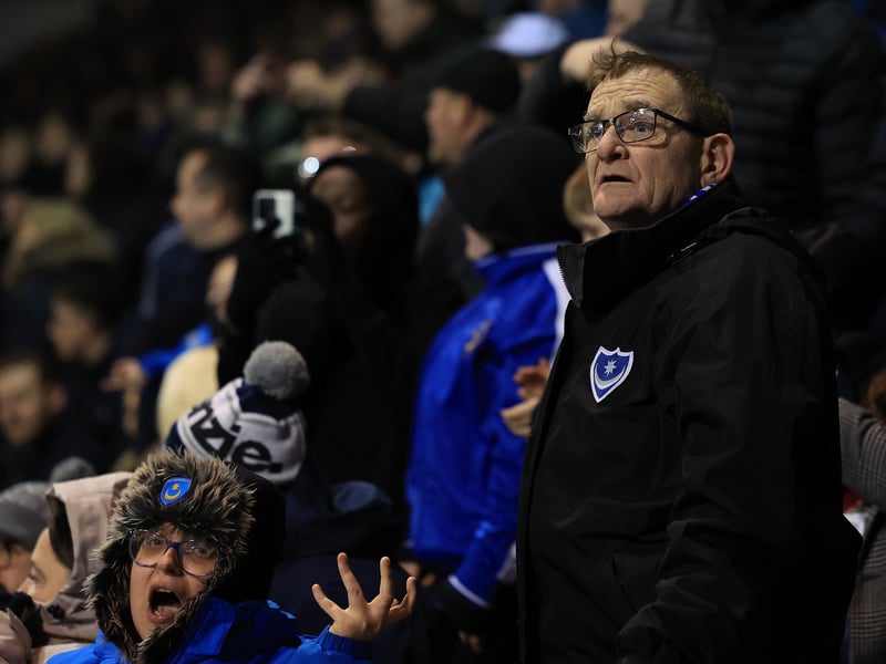 Brilliant pictures of Pompey fans backing Blues under Fratton lights against Swansea City.