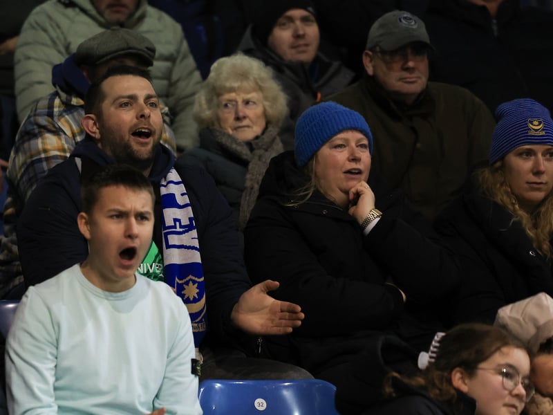 Brilliant pictures of Pompey fans backing Blues under Fratton lights against Swansea City.