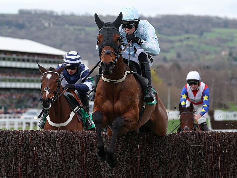 Jockey Danny Mullins rides racehorse Kargese to win the Singer Arkle Challenge Trophy Novices' Chase.