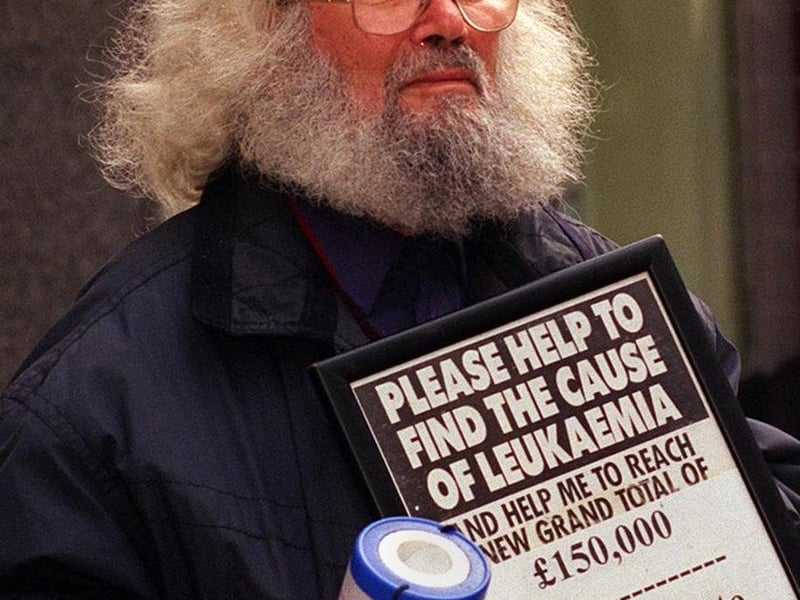 Danny Freeman pictured collecting money for charity outside Marks & Spencer in October 1998.
