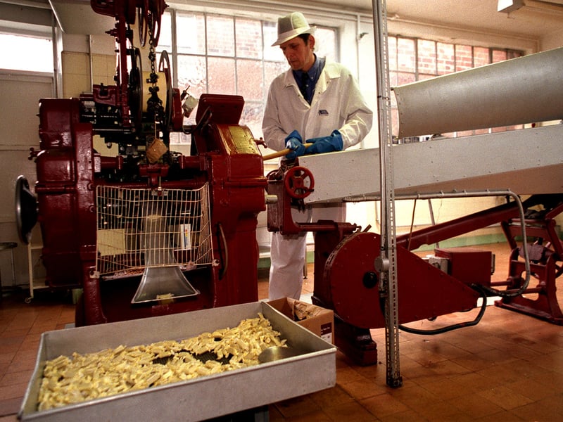 Richard Horsman, of Farrah's Fine Chocolate Shop, is pictured in February 1998 making toffees in the traditional way using traditional equipment. 