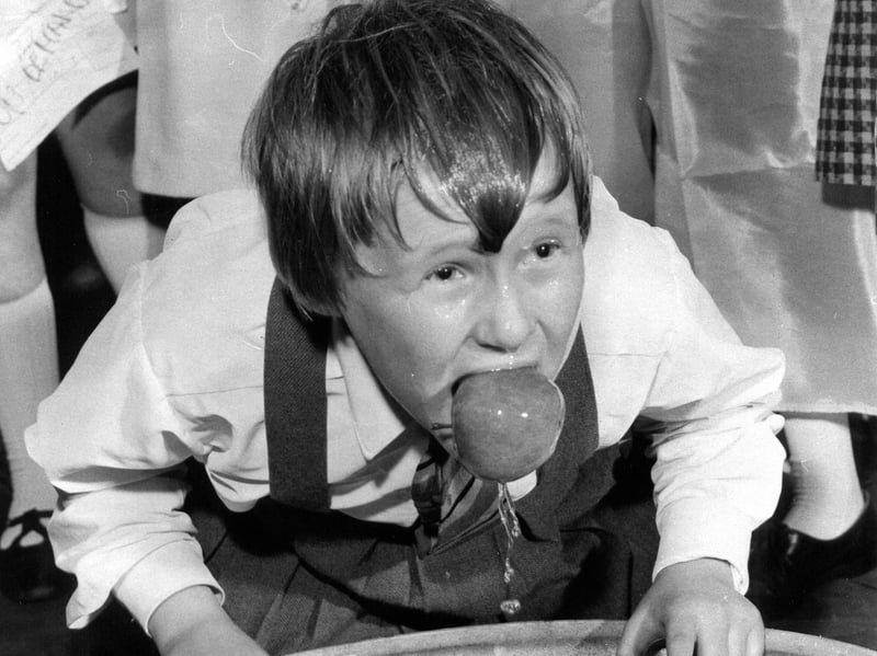 Apple dooking in Edinburgh at Halloween in 1968