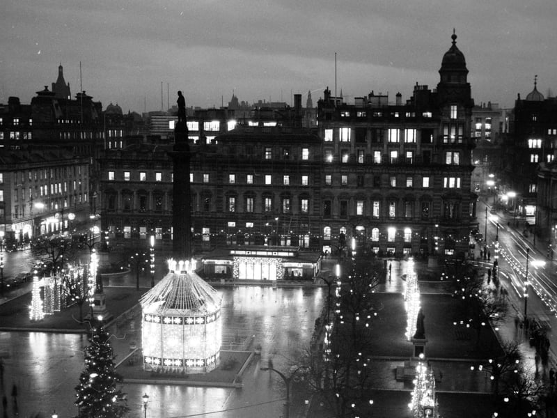 The Christmas lights on George Square, Glasgow, in December 1967