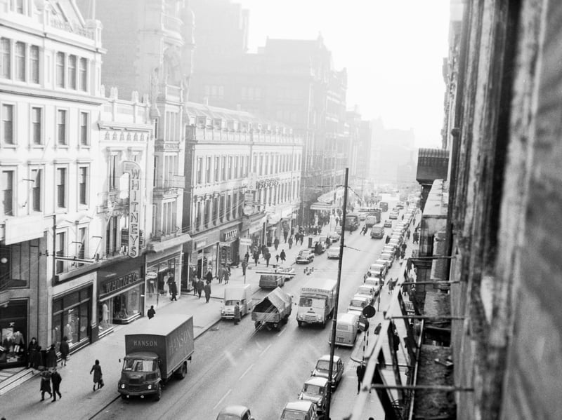 Looking down at Buchanan Street, Glasgow, in April 1966