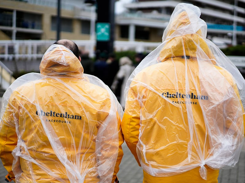 Dressing for the wet and windy weather.