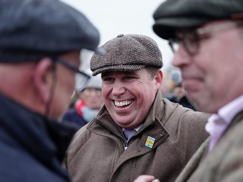 A delighted Dan Skelton after training Supremely West to win The Pertemps Network Final Handicap Hurdle.
