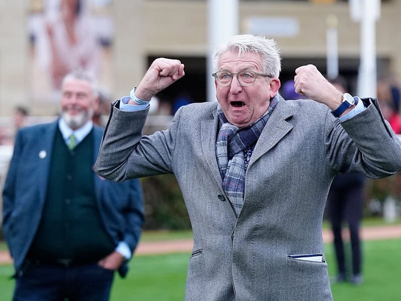 The delights of a winning owner as Ask Brewster wins The Rosconn Group Fulke Walwyn Kim Muir Challenge Cup Amateur Jockeys' Handicap Chase.