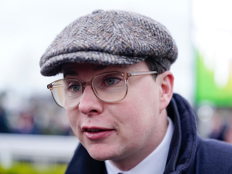 Trainer Joseph O'Brien poses on St Patrick's Thursday at Cheltenham Racecourse