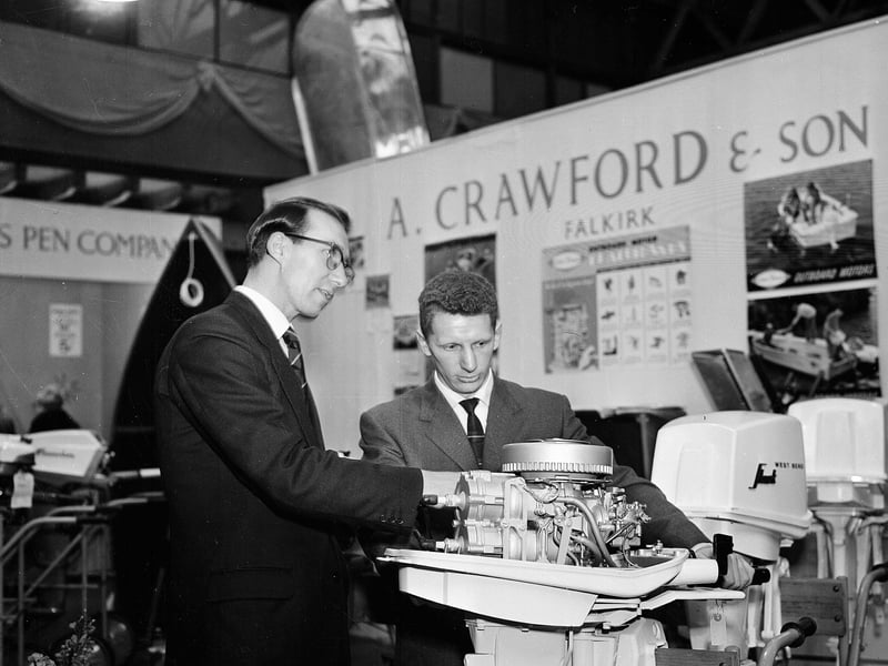 The Crawfords Outboard Motors stand at a Holiday Exhibition in Waverley Market in February 1963.