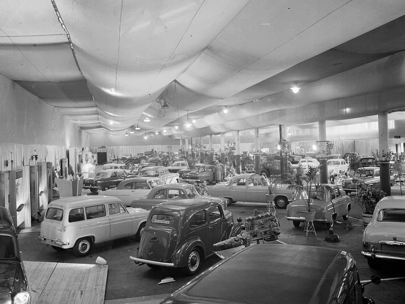 Cars at a Ford motor show in Waverley Market staged by Alexanders of Edinburgh in June 1956.