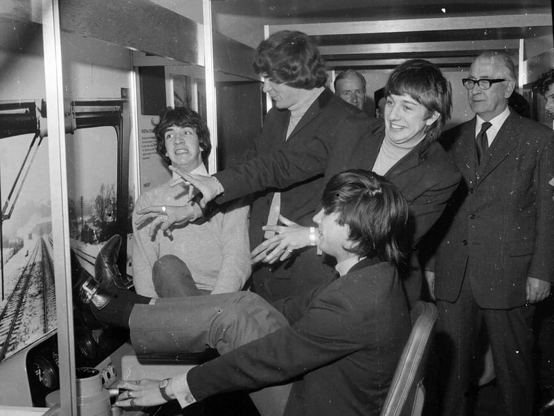 Pop band The Merseybeats at Waverley Station in July 1964.