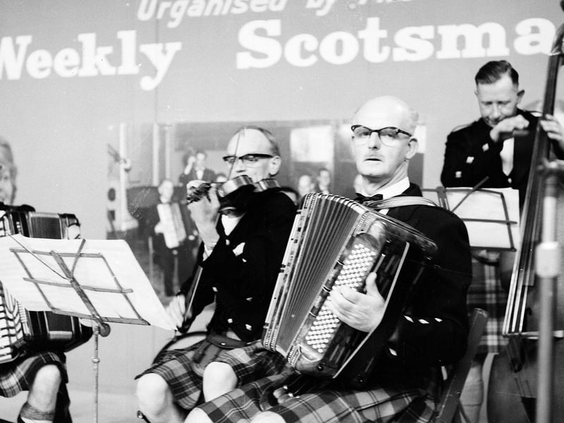 Musical entertainment at the This Scotland Exhibition at Waverley Market in August 1963.