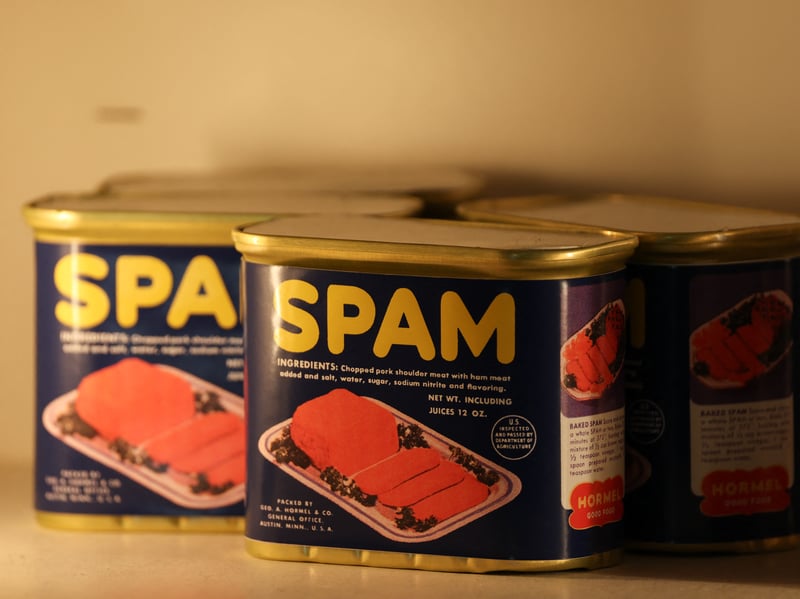 Spam featured extensively on school menus in the 60s and was still common in the 70s. It was perhaps most commonly served as Spam fritters, which are slices of Spam fried in batter and often served with mushy peas.