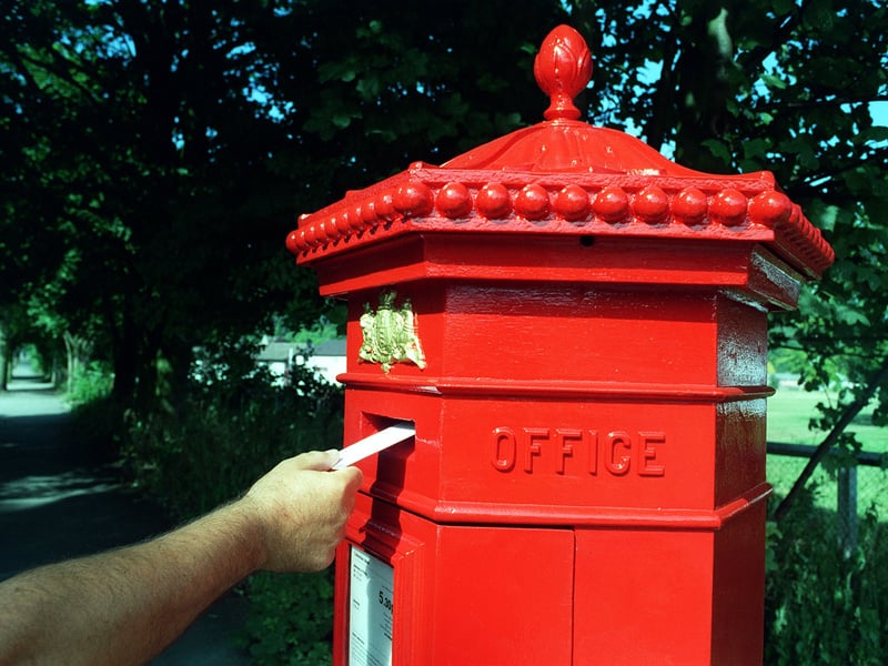 The oldest listed building in the country - the post box on  Denton Road pictured in July 1999.