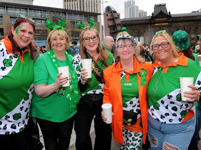(L-R)  Anne-Marie Chipper, Tracey Price, Lisa Fairclough, whose birthday it is on St Patrick's Day, Anne Hewitt Leanne Gale.