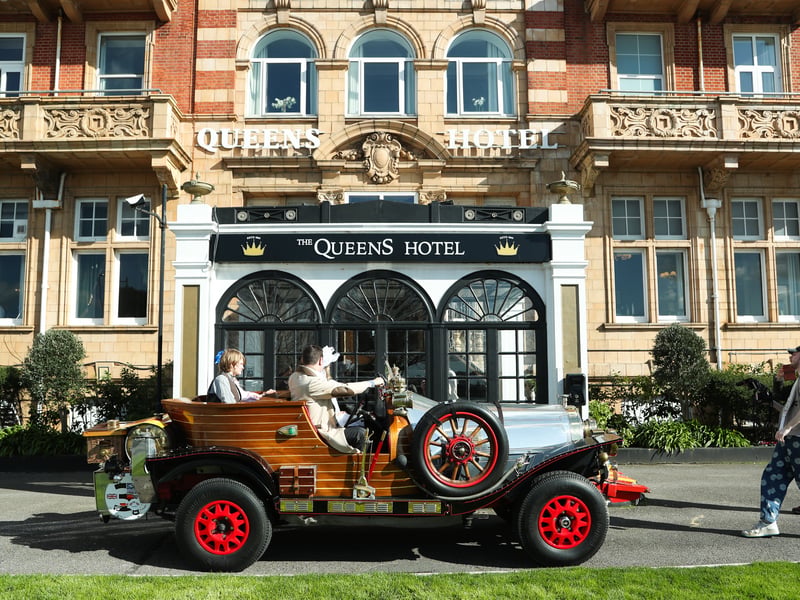 The cast of Chitty Chitty Bang Bang has been touring around the city ahead of opening night next month. 


Picture: Nathan Lipsham 