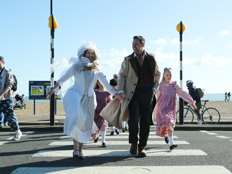 The cast of Chitty Chitty Bang Bang has been touring around the city ahead of opening night next month. 

Pictured: Paul Clements and Stephanie Aves on Southsea seafront. 

Picture: Nathan Lipsham 