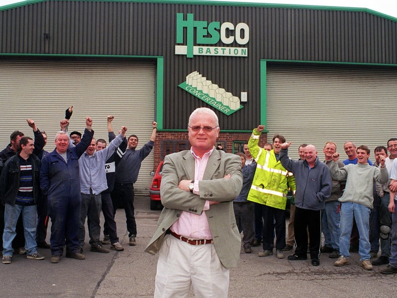 Staff at Hesco Bastion were  celebrating after their boss Jimmy Heselden, pictured centre, was paying for them to go on holiday.