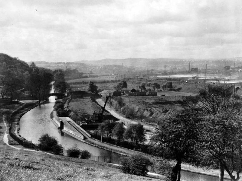 The Aire Valley taken from the Gotts Park Golf Course opposite Paver Street in April 1949.