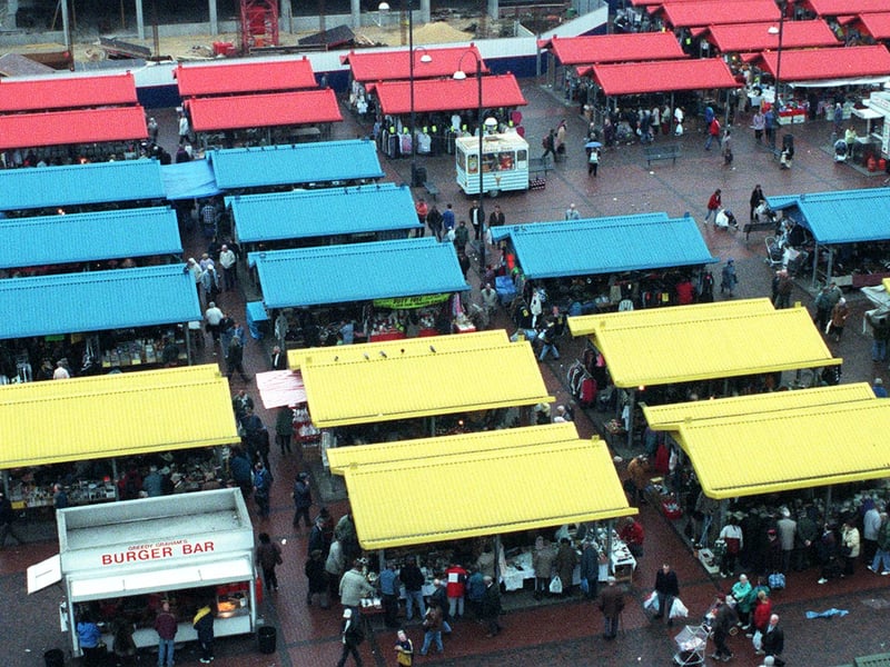 A busy open air section of Kirkgate Market in March 1999.