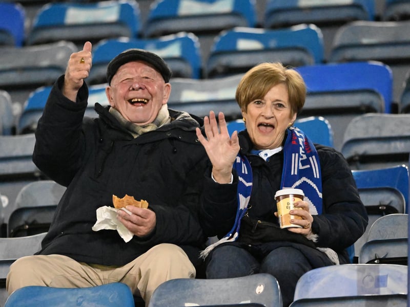 Brilliant photos of Pompey fans under the lights at Fratton Park against Derby County on Monday.