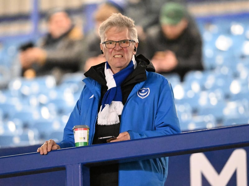 Brilliant photos of Pompey fans under the lights at Fratton Park against Derby County on Monday.