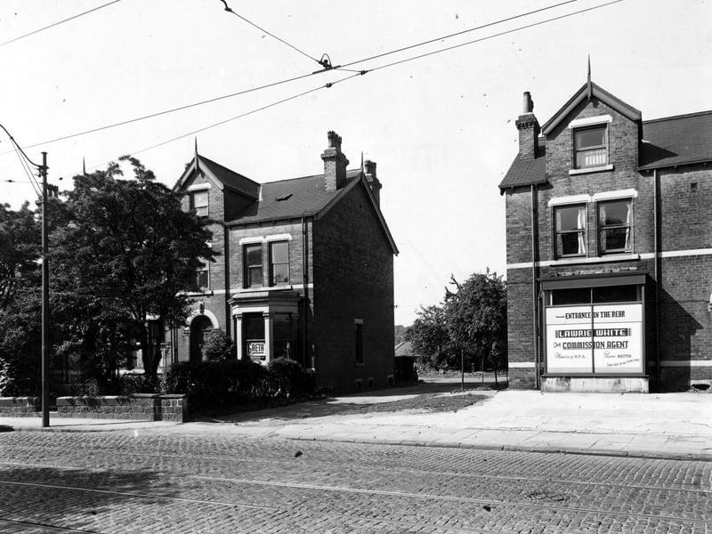 The south-west side of Meanwood Road pictured in June 1949.