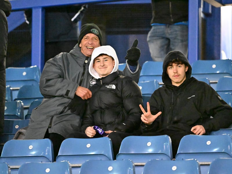 Brilliant photos of Pompey fans under the lights at Fratton Park against Derby County on Monday.