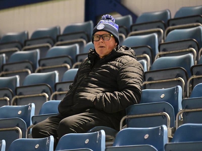 Brilliant photos of Pompey fans under the lights at Fratton Park against Derby County on Monday.