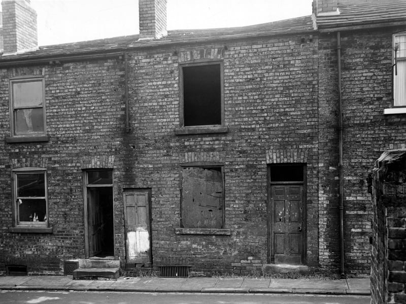 Derelict houses on Holborn Terrace, off Woodhouse Street pictured in November 1951.