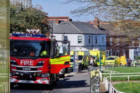 The emergency services scene on Washington Road on March 18, 2026, after bailiffs looked through the  door of Steven Budziszewski, 56, and saw an imitation plastic grenade tied to a door handle with string.
