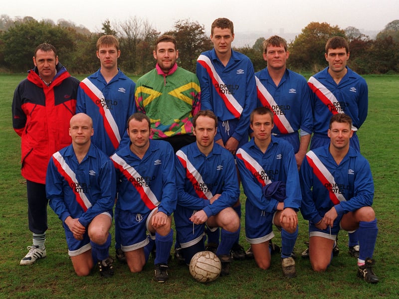 Armley Athletic, who played in Division 1, pictured in November 1996. Back row, from left, are Billy Ingleson, Gary Shiel, Peter Tebbutt, Wayne Movley, Dale Evans, and Gerry Thornton (captain). Front row, from left, are Gary Spokes, Darren Clough, Stuart Walker, James O'Connell, and Steve Simon.
