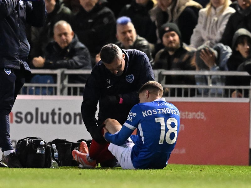 The Hungarian is another of Mousinho's long-term absentees due to an ongoing knee issue. Kosznovszky suffered ACL and MCL damage late into Pompey's triumph over Charlton Athletic in December, which will keep him out for the rest of the season. The midfielder has been pencilled in to complete his comeback at the back-end of the year. Expected return: November - December.